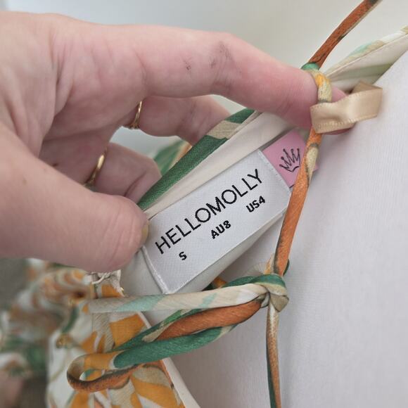 Hello Molly Green Orange Tropical Leg Slit Rainforest Glow Maxi Dress Size Small - Picture 6 of 6